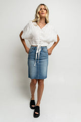 Alma Smocked Blouse in White